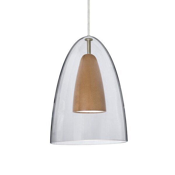 Besa Lighting Dano Cord Pendant, Clear/Medium, Satin Nickel Finish, 1x9W LED 1JT-DANOCLMD-LED-SN - main